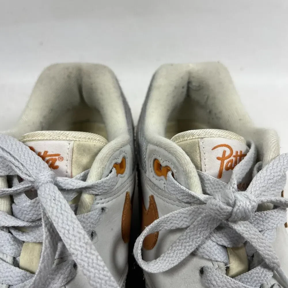 NIKE Air Max 1 Patta Monarch Mens 8 Leather Metallic Sneakers DH1348-001 Orange